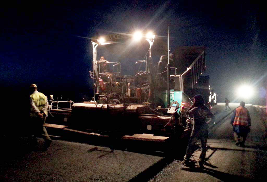 paving work at night 