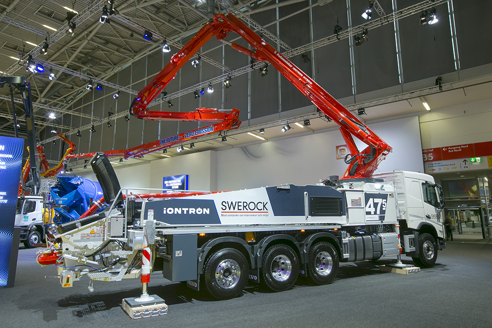 Putzmeister’s iONTRON hybrid truck-mounted concrete pump  