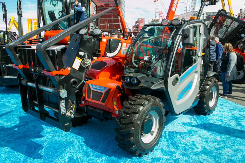 Manitou Group released a number of e-driven products, including the MT 625e compact telehandler