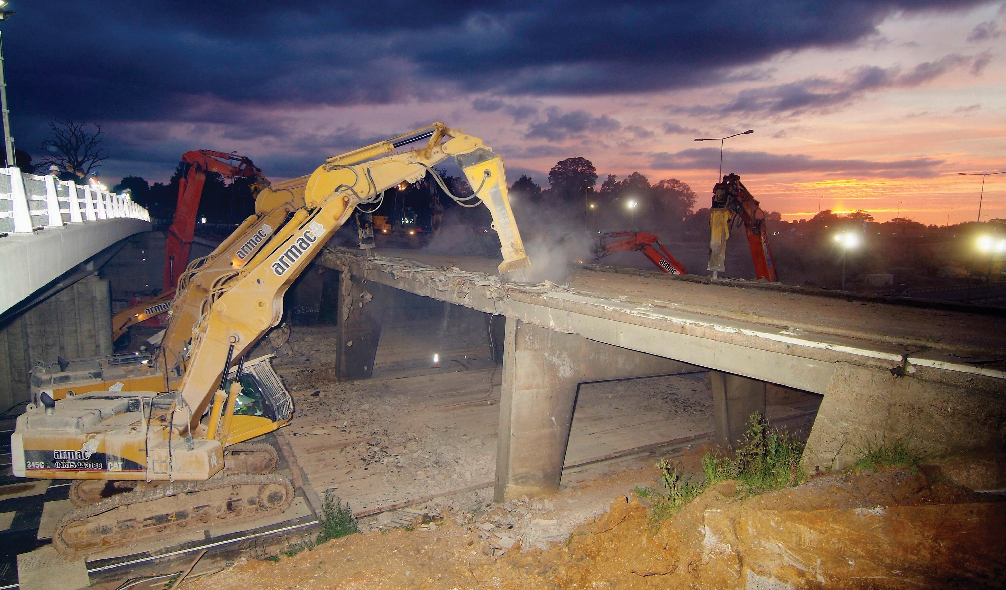 Bridge demolition in progress