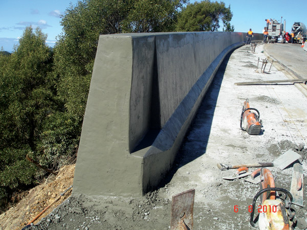 concrete barrier being erected