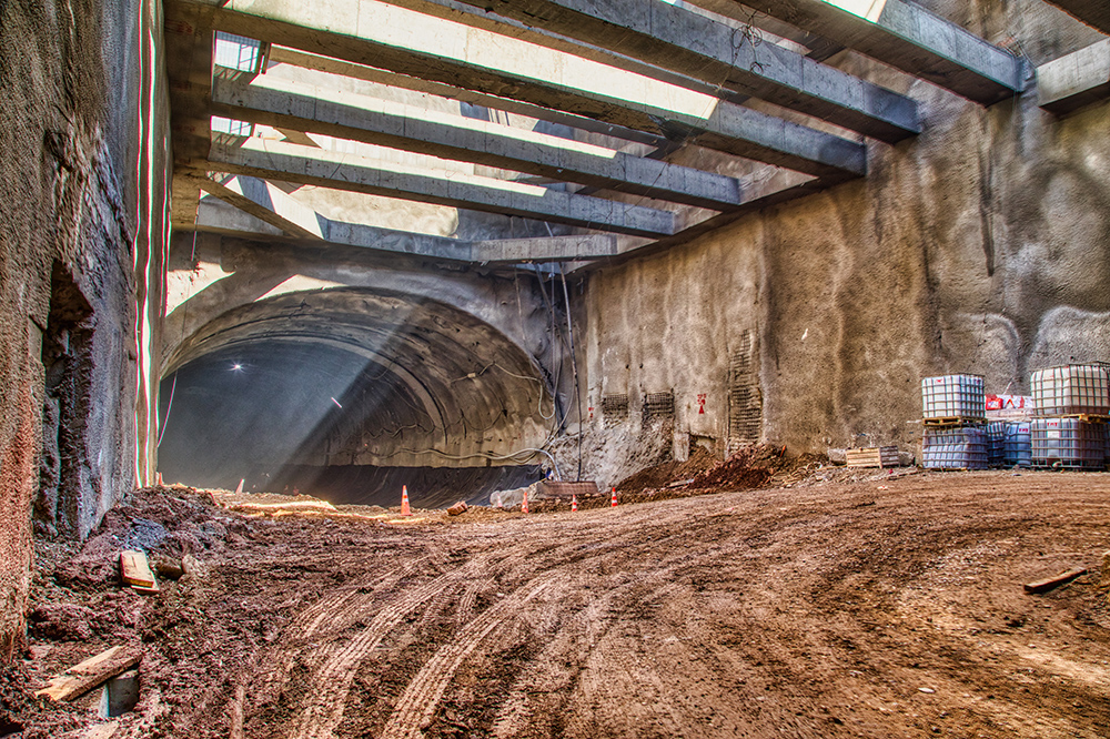 The route transitions from cut and cover tunnel to bored tunnel as it deepens