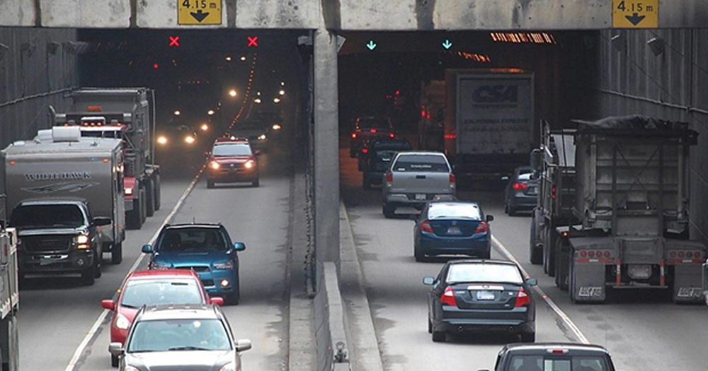 Construction of the existing 629m-long four-lane tunnel - inspired by construction of the Maastunnel in Rotterdam, Netherlands - began in 1957 and was opened to traffic in 1959  (image courtesy of the government of British Columbia, Canada)