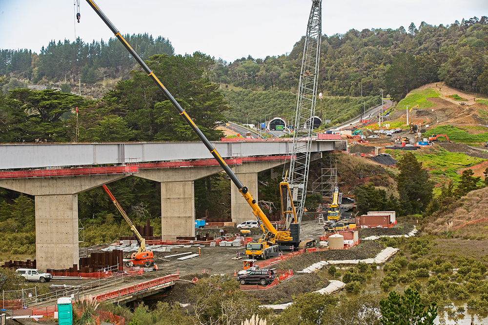 Arawhiti ki Pūhoi (Pūhoi Viaduct) with Johnstone’s Hill tunnels behind