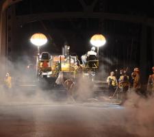 Caterpillar paving night time paving