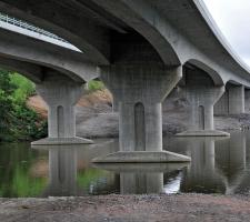 Legs of bridge of M1 Finlands motorway 