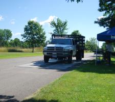 An Intercomp weigh-in-motion system checks a truck for weight.