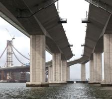 Massive Pillars support the approach sections  bridge