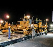 Slipform Paving at night