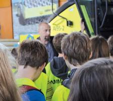 Single drum roller product manager Radek Remes encourages a group of local schoolchildren 