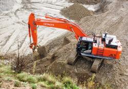 Hitachi excavator at Swiss quarry site