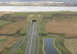 The proposed northern tunnel entrance approach, looking south (artist image courtesy Highways England)