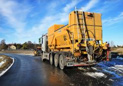 Swedish road maintenance contractor Peab will be using the circular NaCI salt in Stockholm, Uppsala and the suburbs during winter 2022/23 (image courtesy Peab)