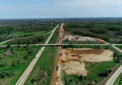 The I-69 improvement project is being carried out for MDOT, with Michigan Paving & Materials as prime contractor and Hoffman Bros as earthworks contractor