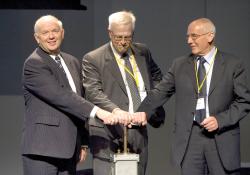 Performing the opening ceremony: Jukka Hirvelä, director general of the Finnish Road Administration; Talis Straume, chairman of the Baltic Road Association from Latvia, and Colin Jordan, president of PIARC, the World Road Association