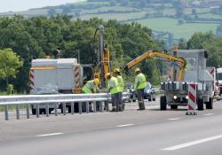 Aximum vehicle restraint systems being installed