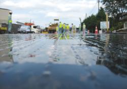 roadway improvements with fibreglass grid