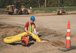 underground work area being ventilated