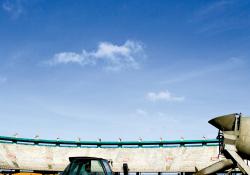 A JCB Loadall telescopic handler takes on concrete for the stadium refurbishment