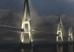 rendering of what a cable stayed bridge across the Fehmarn Belt could look like