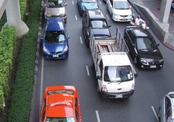 Bangkok features extremely crowded urban roads