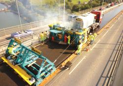 Asphalt laying on the Tamar Bridge, South West England