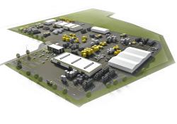 Computer-generated image of Doka’s logistics centre 