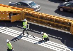 MBT-1 mobile barrier is used on the I-495 Express Lane 