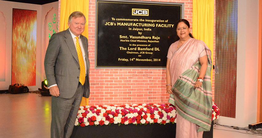 JCB chairman Lord Bamford and Vasundhara Raje