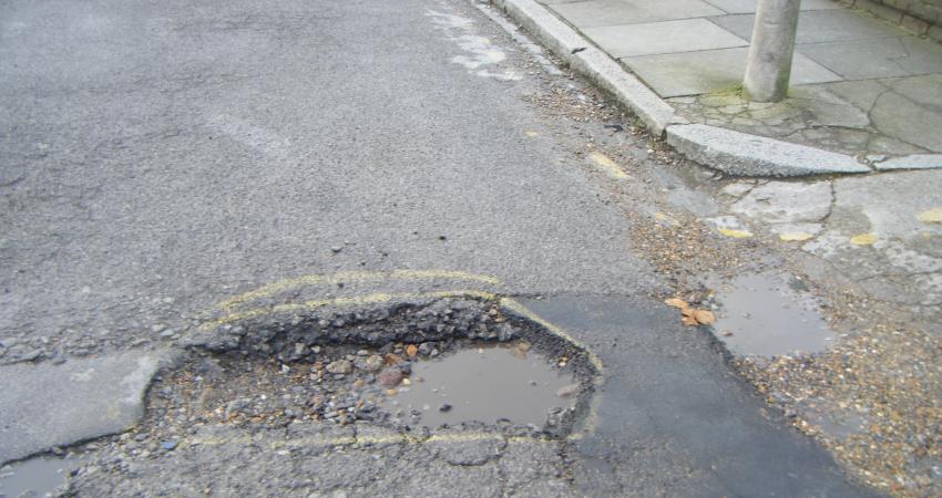 pothole on a road 