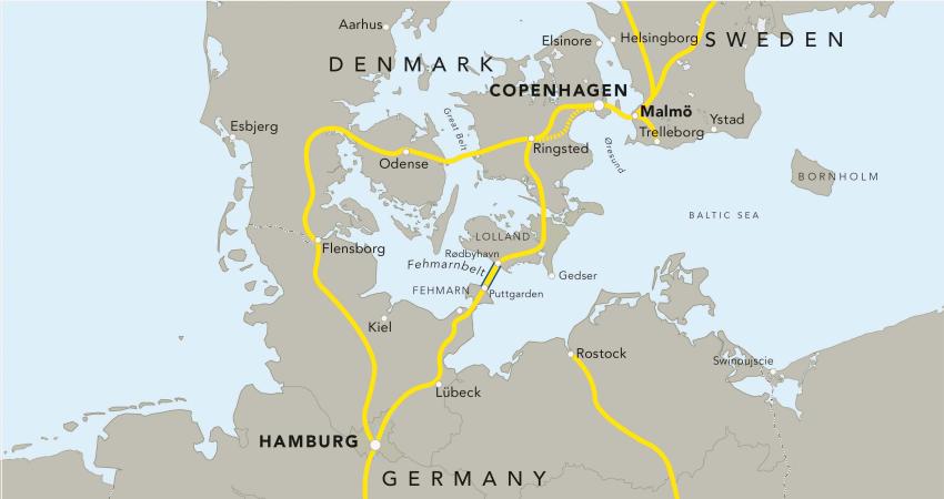 Fehmarnbelt link road network Ringsted Hamburg