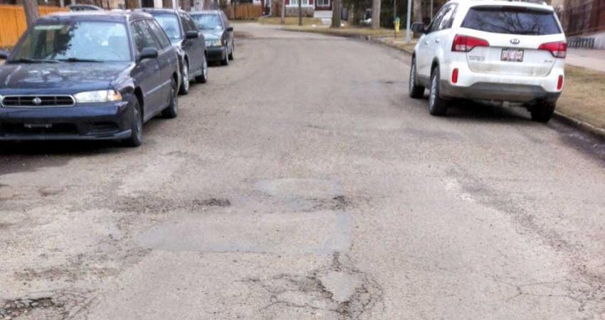 potholes on a road 