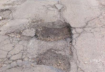 potholes on a road 