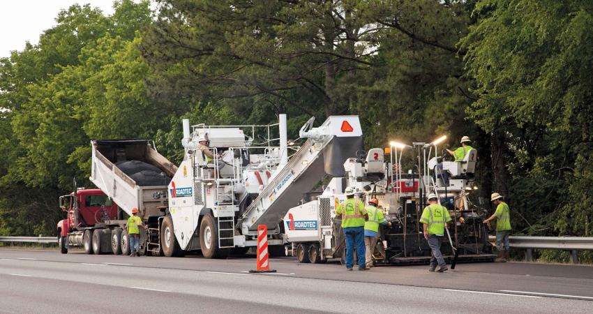 Shuttle Buggy, paving on I-75 in Ringgold, Georgia