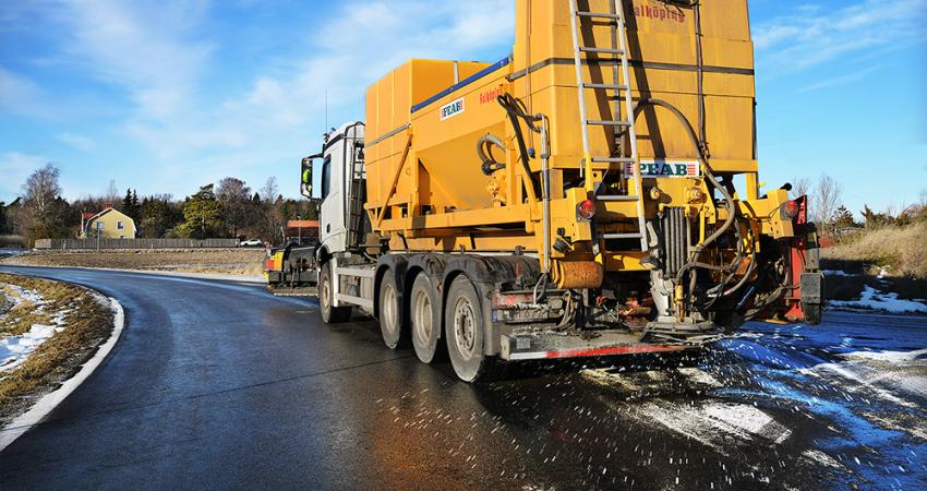 Swedish road maintenance contractor Peab will be using the circular NaCI salt in Stockholm, Uppsala and the suburbs during winter 2022/23 (image courtesy Peab)