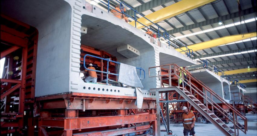 Segments are cast in the purpose built precast yard at the riverside site, using match cast technology