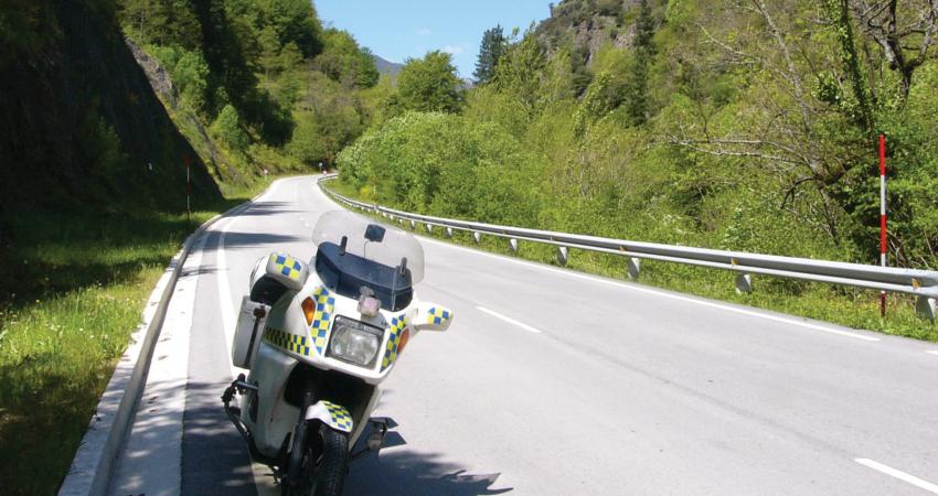 police motorcycle parked on spanish road