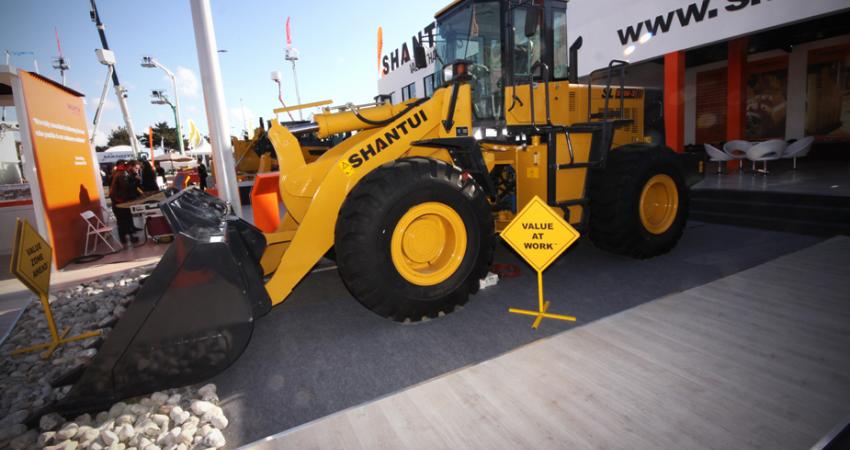 Shantui SL50W-3 wheeled loader, live at INTERMAT 2012