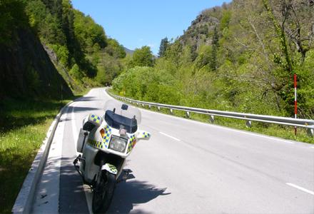 police motorcycle parked on spanish road