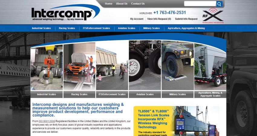 The Home page on US firm Intercomp’s new website