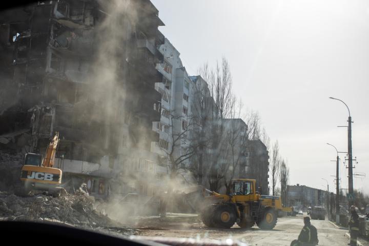 The streets of Borodyanka, Ukraine, after a Russian attack on April 18, 2022 (image © Alexander Ishchenko/Dreamstime)