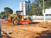 Compaction is achieved using conventional soil compactors 