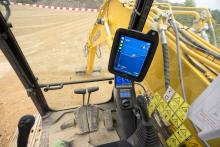 large screen in the cab of Komatsu’s excavator