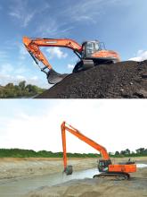 Doosan and Hitachi excavators