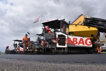 Volvo CE pavers working in echelon were able to pave a military airbase runway in a single day