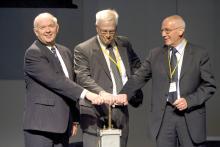 Performing the opening ceremony: Jukka Hirvelä, director general of the Finnish Road Administration; Talis Straume, chairman of the Baltic Road Association from Latvia, and Colin Jordan, president of PIARC, the World Road Association