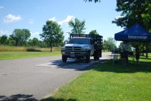 An Intercomp weigh-in-motion system checks a truck for weight.