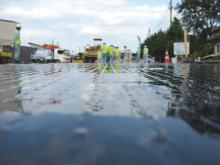 roadway improvements with fibreglass grid