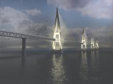 Rendering of a cable-stayed bridge