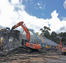 Beecroft Road bus ramp during demoltion